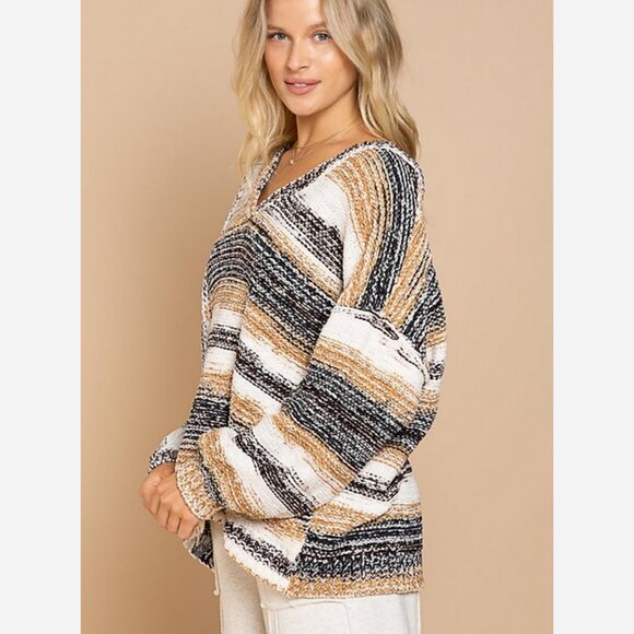 Super Soft Striped V-Neck Sweater – Relaxed Fit, All-Season - Picture 3 of 8